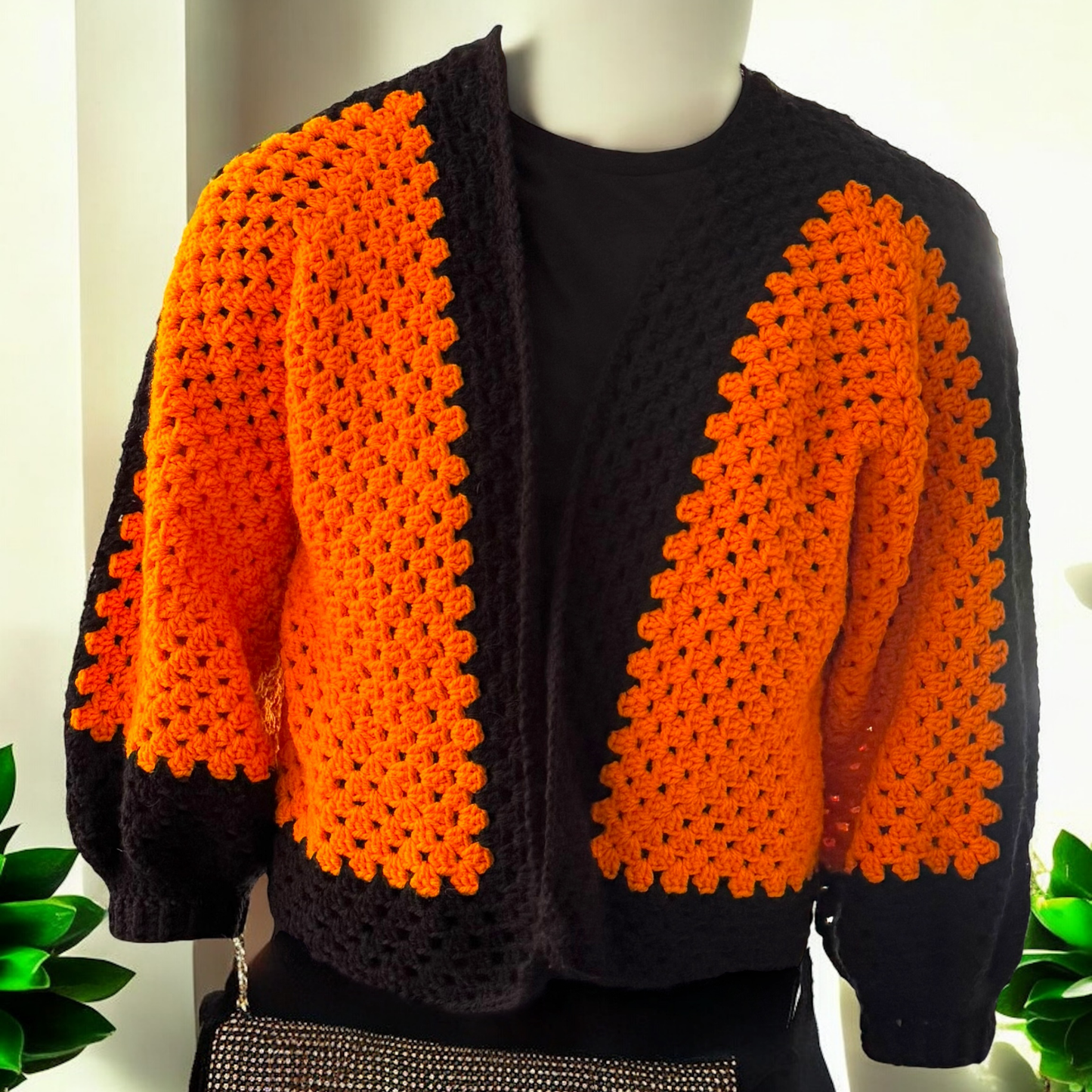 Cardigan orange/noir