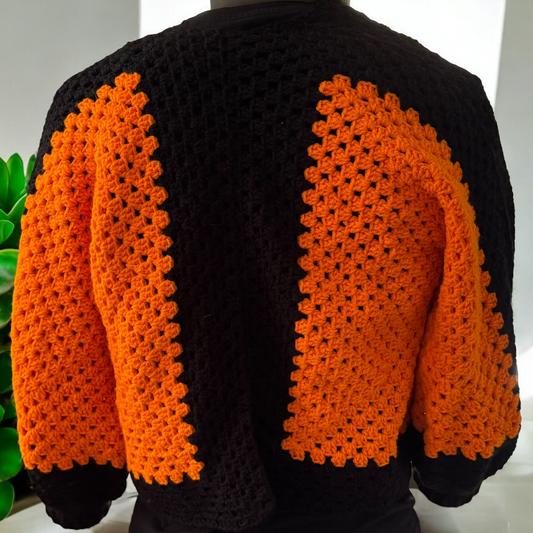 Cardigan orange/noir