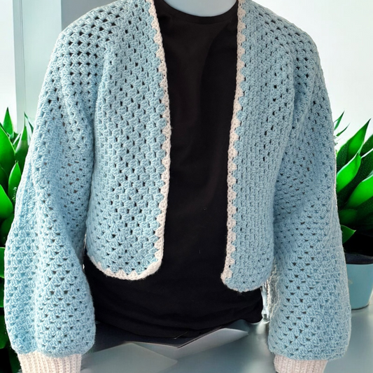 Cardigan bleu/blanc