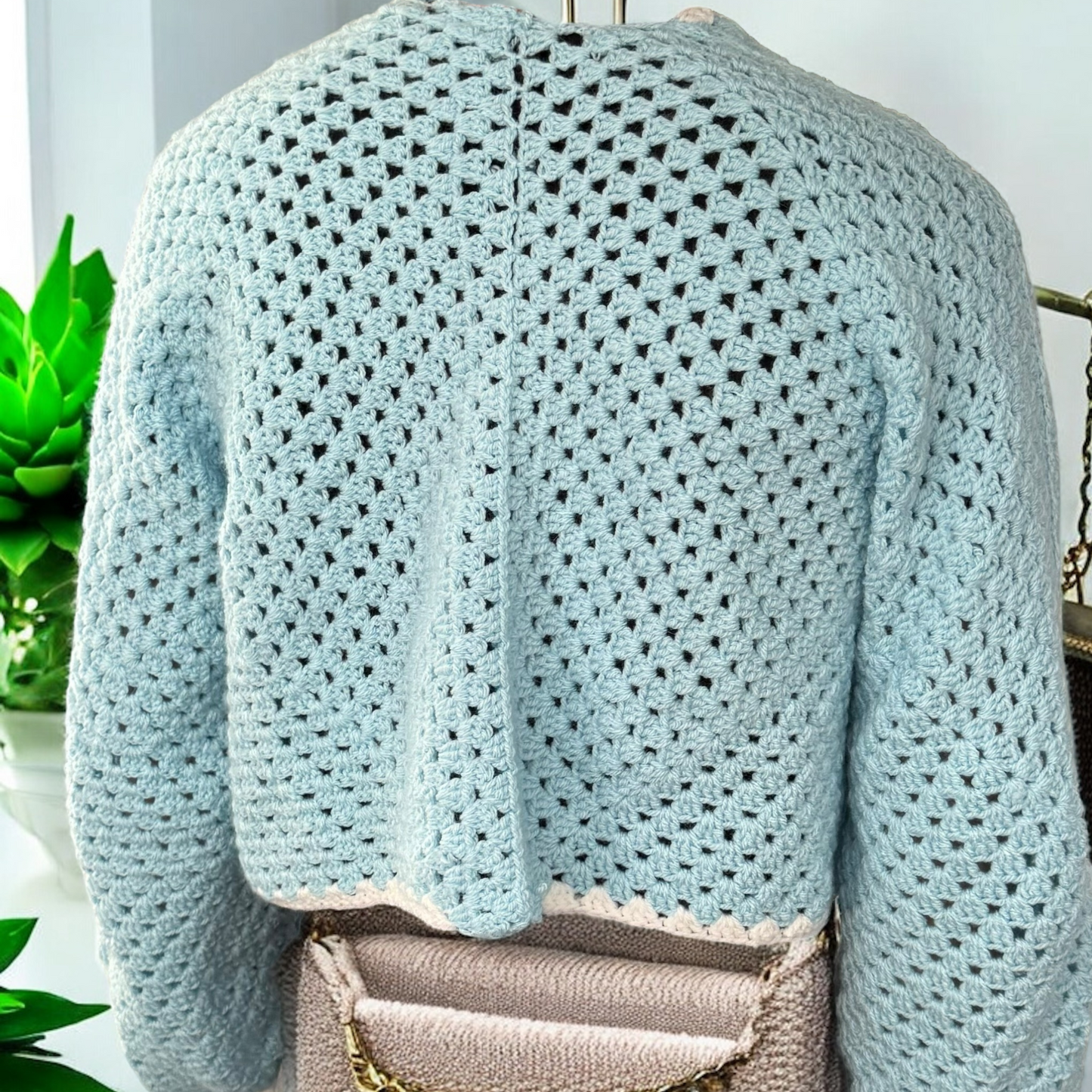 Cardigan bleu/blanc
